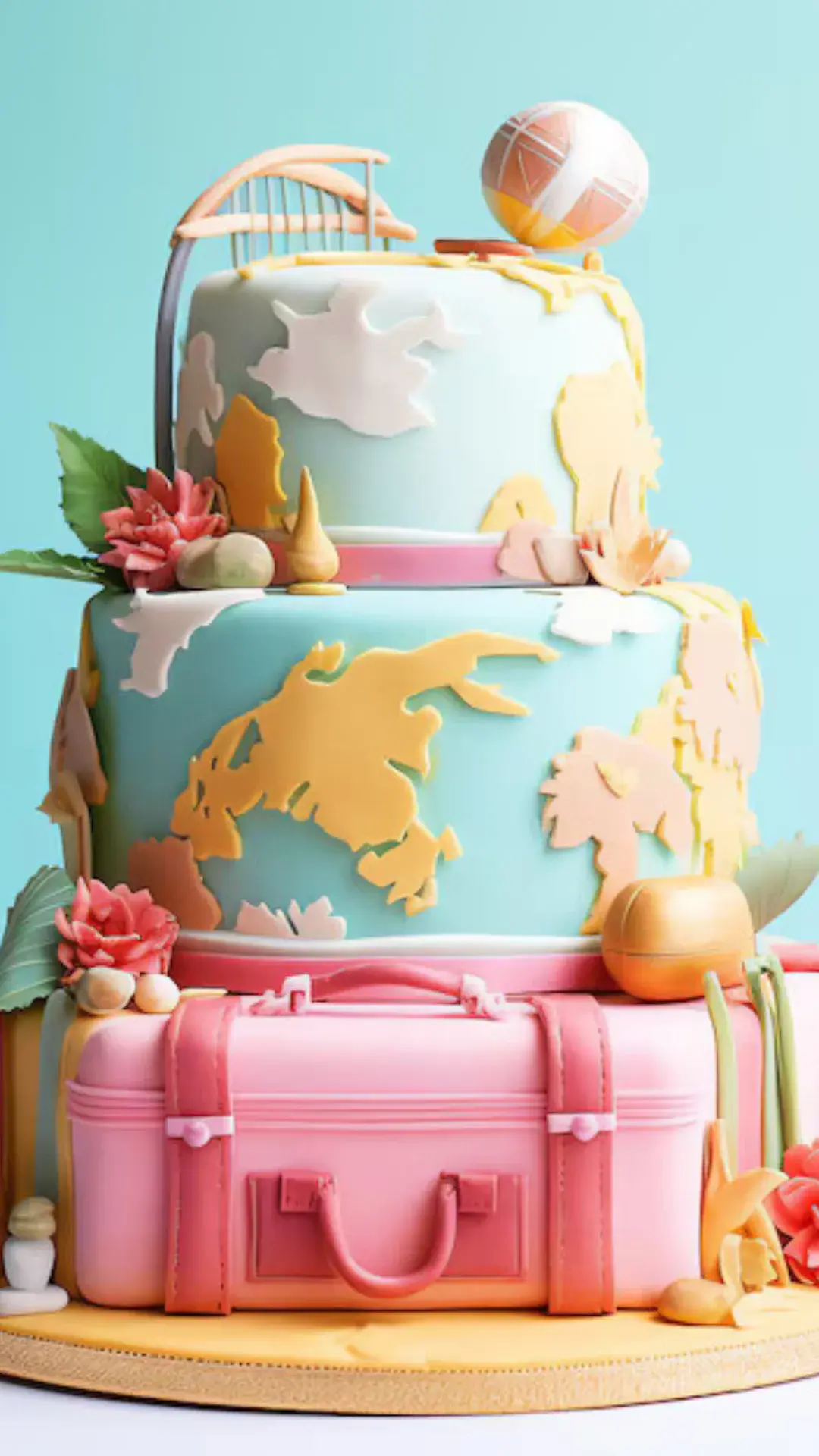 Travel themed fashion baby shower cake